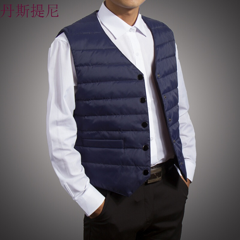 青年秋冬羽绒服马甲男修身中年西装特大码保暖坎肩羽绒背心男士潮