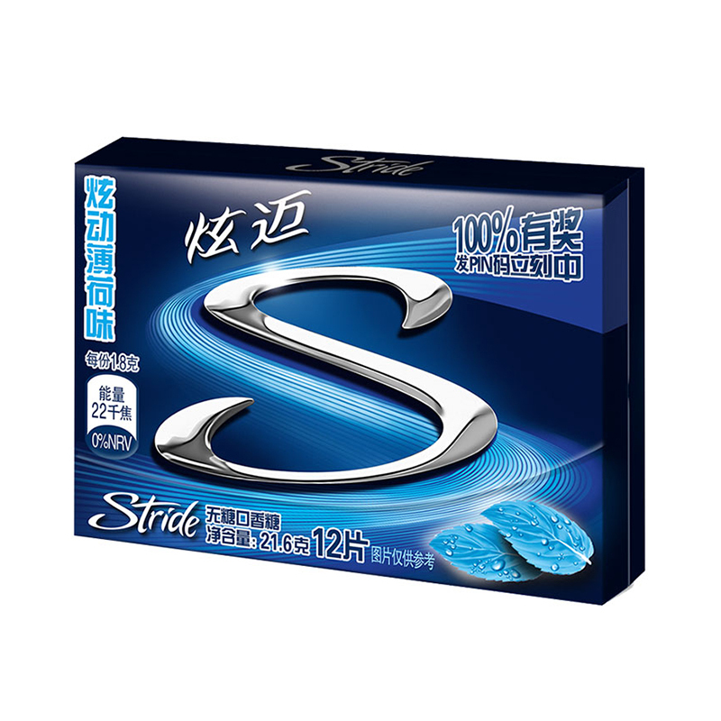 炫迈(Stride) 无糖口香糖21.6g (炫动薄荷味)