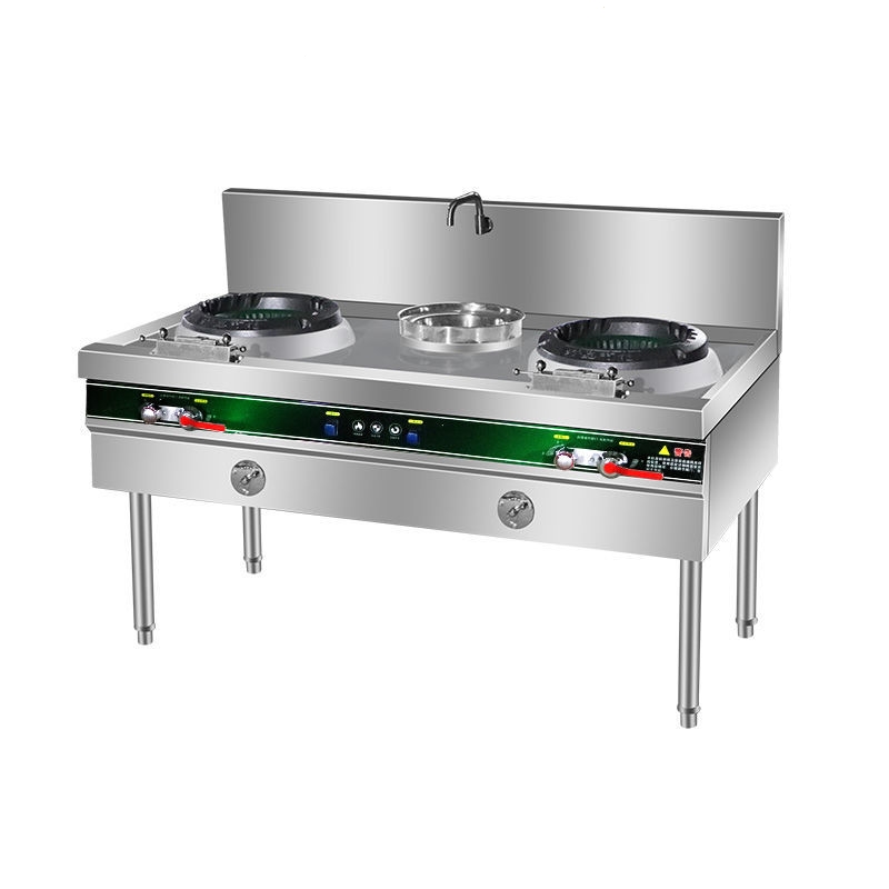 切夫曼猛火灶商用饭店节能燃气双灶台不锈钢炒菜油烟净化一体灶_1.