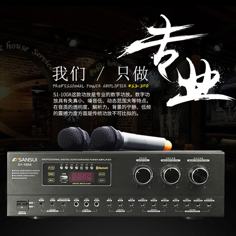 山水(SANSUI)SP3-06家庭KTV音响套装家庭影院家用卡包功放卡拉OK客厅会议音箱无线麦克风智能2T语音点歌机