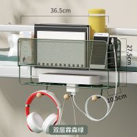 大学生宿舍神器床头置物架寝室上铺下铺床边收纳好物床上住校挂篮 双层霖森绿[加固承重/可放电脑]