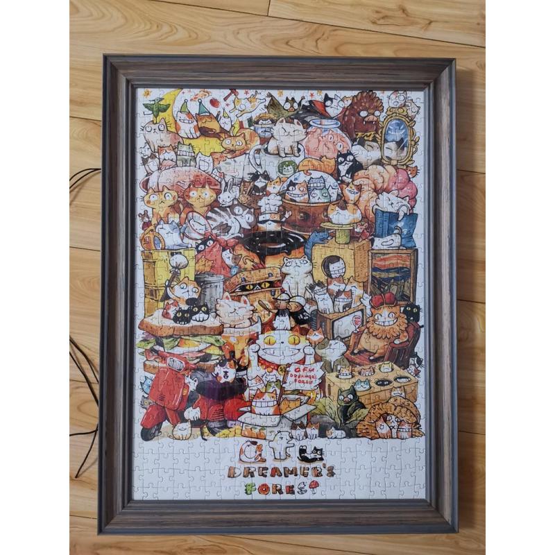 拼图框1000片复古相框300500片拼图相框3djp拼图框2000片画|耀黑金 1000片33*95cm