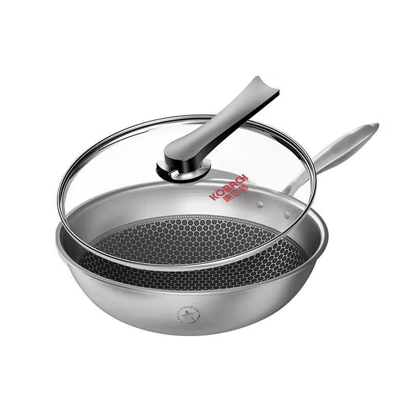 康巴赫炒锅32cm不粘锅蜂窝304不锈钢少油烟电磁炉通用CFC32A1高清大图