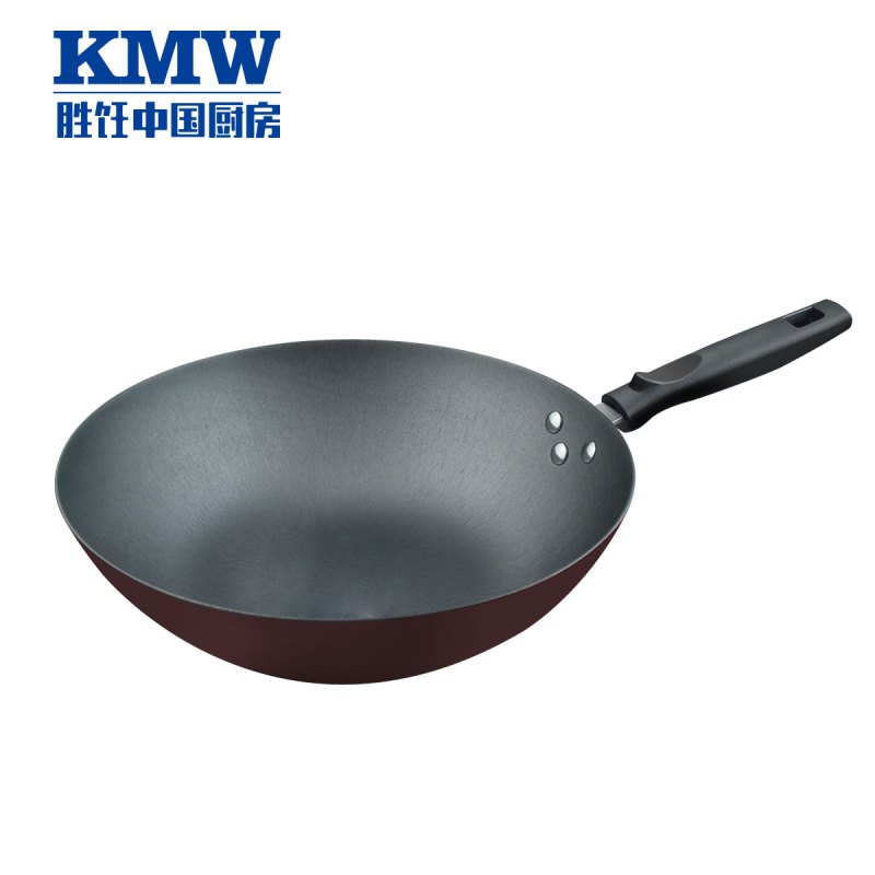 KMW铸铁炒锅三件套GKMWGJX-LHZ0030 中式铸铁炒锅30cm 不锈钢汤锅煎锅 少油烟防焦糊 易清洗锅具 通用