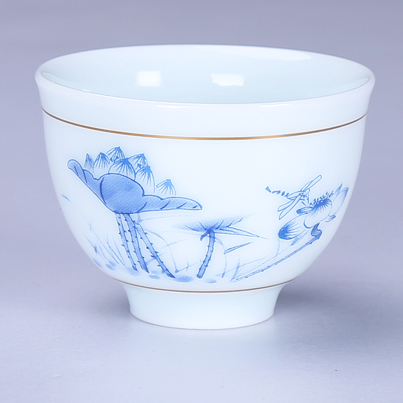 茶杯家用青花陶瓷茶盏功夫小茶杯主人单杯建盏茶具茶碗品茗杯杯子