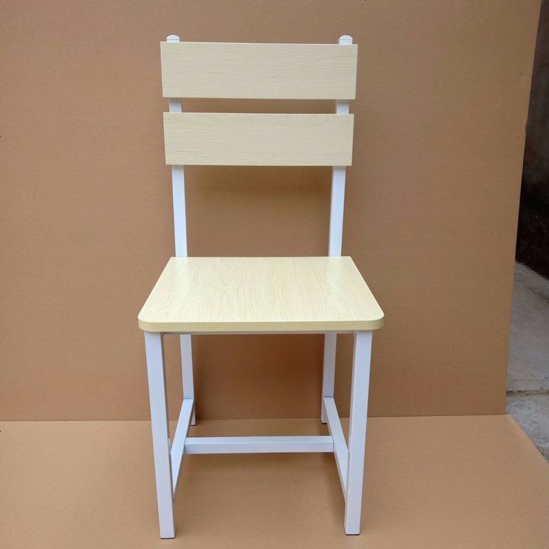 现代简约餐桌椅木质铁艺休闲靠背椅家用创意餐桌椅子成人餐厅凳子 白枫面+白色腿(四把起拍)