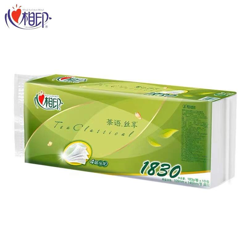 心相印BT2010 茶语丝享183克10粒装四层茶叶压花卷筒卫生纸 10卷*1提高清大图