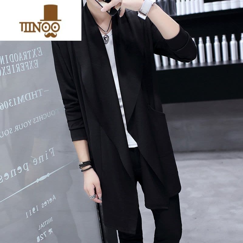 YANXU2023新款风衣男装中长款韩版修身披风防晒夏天休闲男士外套薄图片