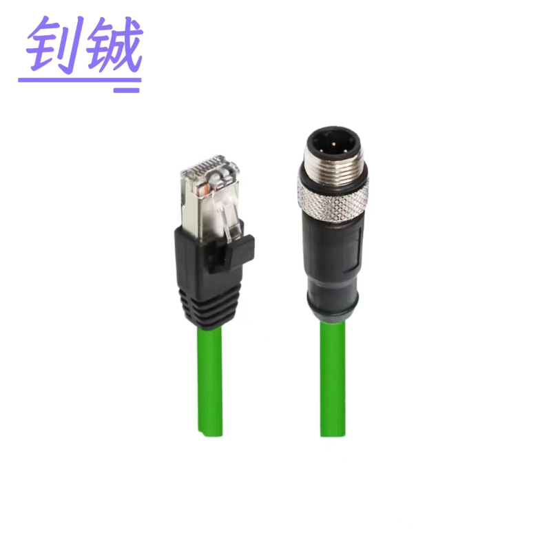 钊铖M12转RJ45网线4针直头连接线2米一根