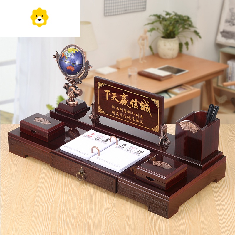 老板办公室桌面装饰品摆件办公桌笔筒创意文台送领导礼品 JING PING高清大图