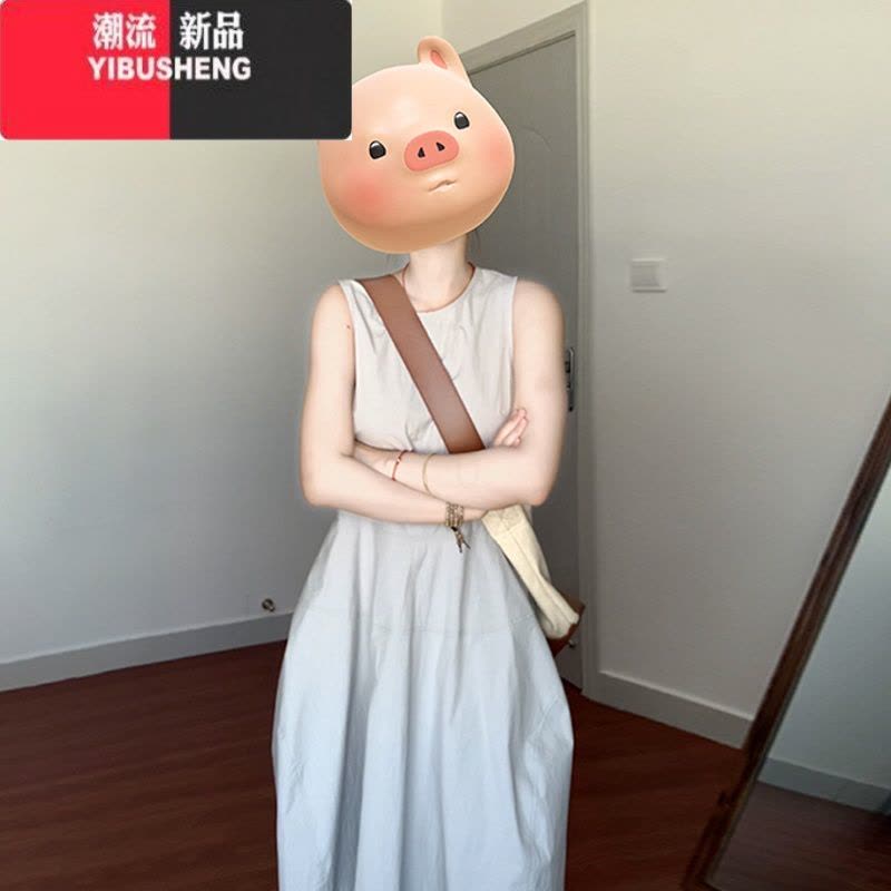 YIBUSHENG法式无袖背心连衣裙子女2024新款季小个子气质收腰简单大方长裙图片