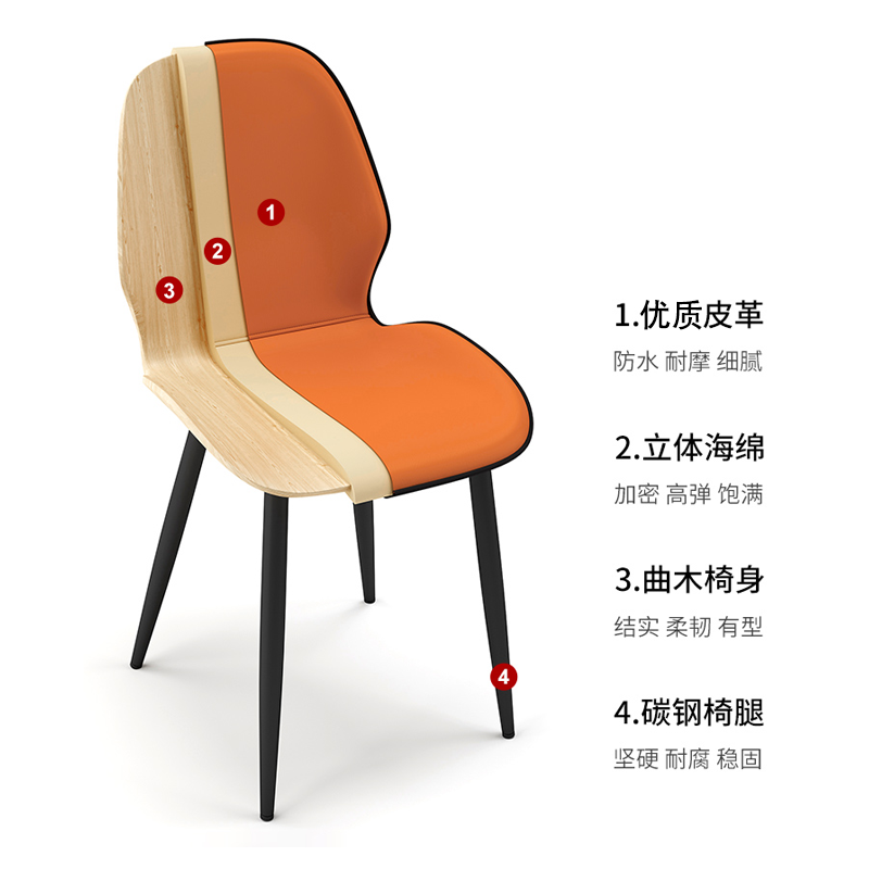 三金鑫 家用现代简约靠背轻奢餐椅科技布椅子意式化妆美甲凳子餐厅椅餐桌