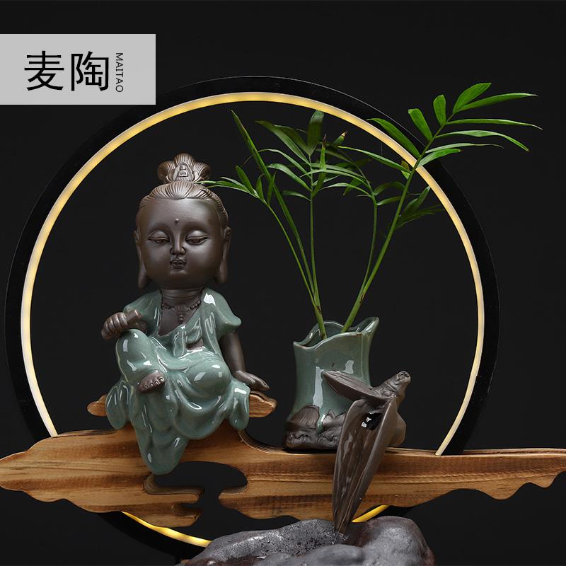 美帮汇创意客厅流水器喷泉加湿器轮办公室家居工艺摆件开业礼品高清大图