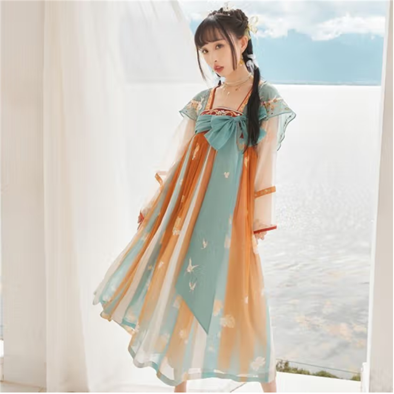 HD [瑶遇见神鹿-王者荣耀联名款]国风汉服连衣裙原创 长袖连衣裙S高清大图