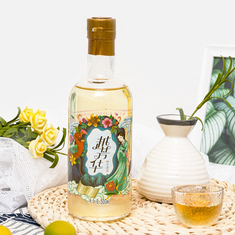 古越龙山绍兴黄酒 越芳华柚子酒 果酒500ml*6瓶礼盒装