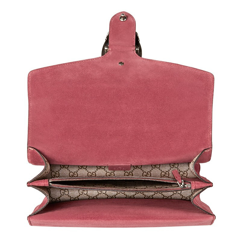 海外直邮gucci古驰女包天竺葵印花粉红色小号链条单肩包斜挎包400249