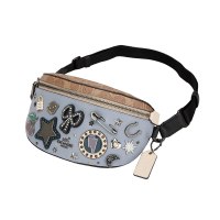 COACH 蔻驰 奢侈品 欧美时尚经典女士专柜款天蓝图案款人造革单肩腰包斜挎包 女78003 V5ORK