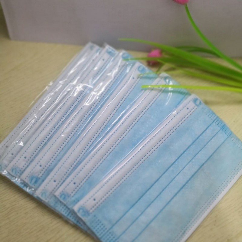 鸣宇口罩民用加厚四层灰炭布一次性成人蓝三层含熔喷布独立非独50只