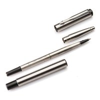 派克PARKER 签字笔 威雅钢杆白夹宝珠笔 学生办公通用日常书写拔帽式佩戴0.7mm黑色水性宝珠笔芯