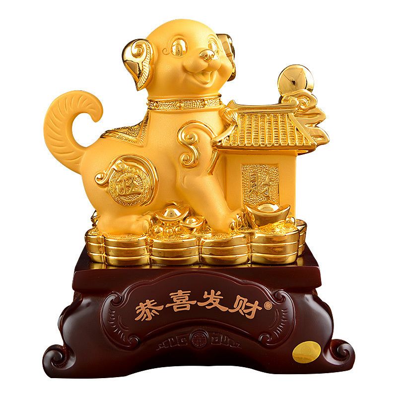 家柏饰(CORATED)生肖狗摆件狗狗年物会议礼品定制金狗公仔树脂工艺品高清大图