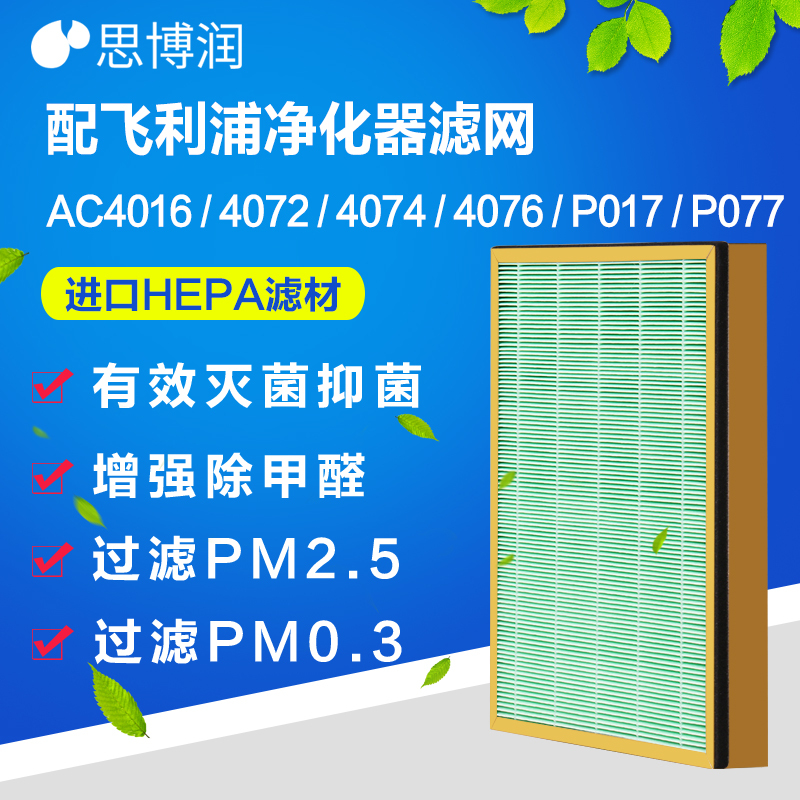 思博润美国3M-HEPA滤材配飞利浦空气净化器AC4076过滤网滤芯适用飞利浦AC4014 4016 AC4147加强版