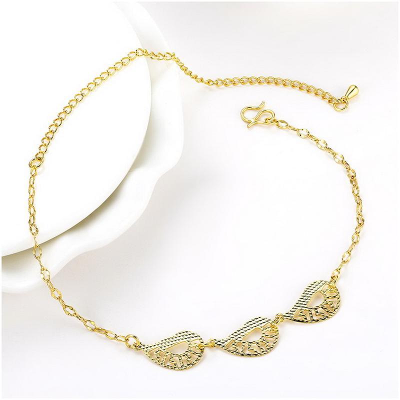 A050-A Women 18K yellow gold anklet jewelry 镀黄金色女脚链潮