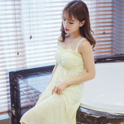 睡衣女夏季吊带裙带胸垫睡裙性感情趣甜美蕾丝抹胸短裙韩版家居服特价