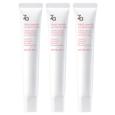 姬芮(Za)隔离霜防晒遮瑕三合一持妆前打底乳提亮肤色油皮素颜 白色第五代SPF34 PA++ 三支装