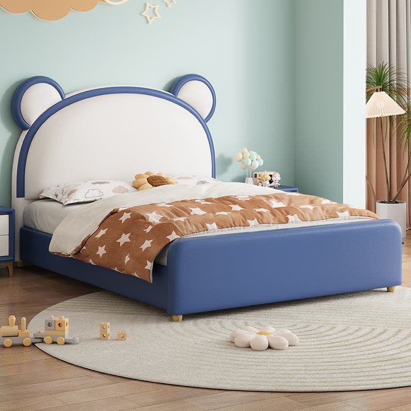 简约现代公主床 少女心网红兔子床软包皮床双人床儿童床图片