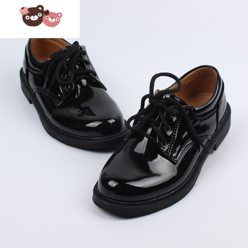 绿彩虹光儿童皮鞋男童鞋女童软底男孩黑色白色英伦演出中大童小主持人