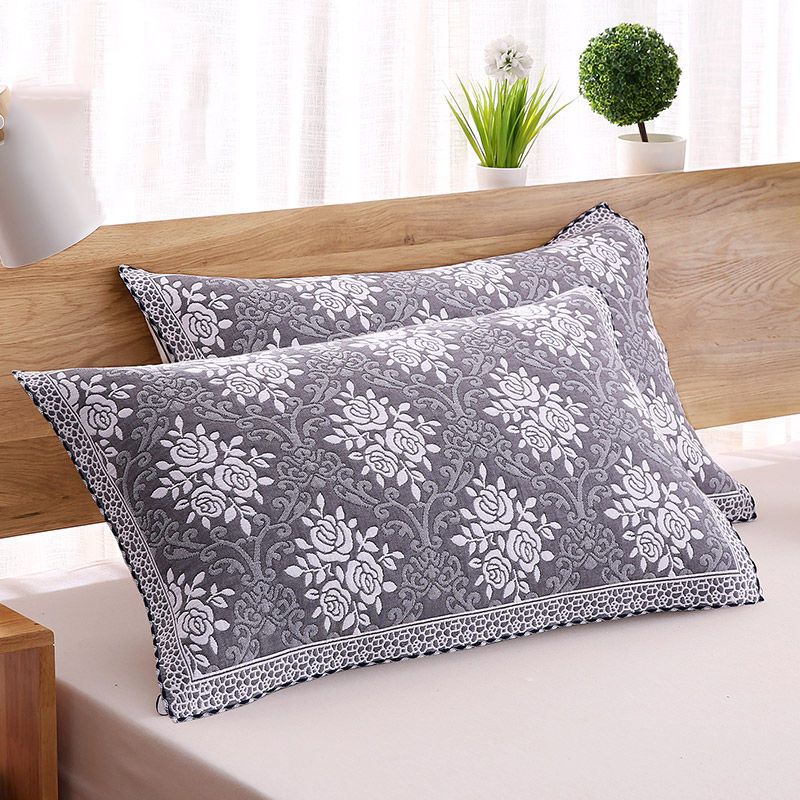 枕巾纯棉一对装成人纱布三层布艺加大加厚枕头巾柔软吸汗高档批发