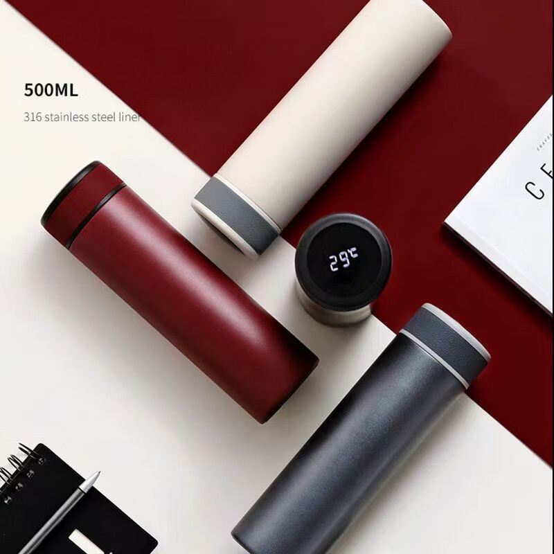 上亨(shangheng) 316不锈钢智能数显保温杯大容量测温商务运动泡茶男女便捷商务杯 爵士蓝[500ML智能测温]高清大图