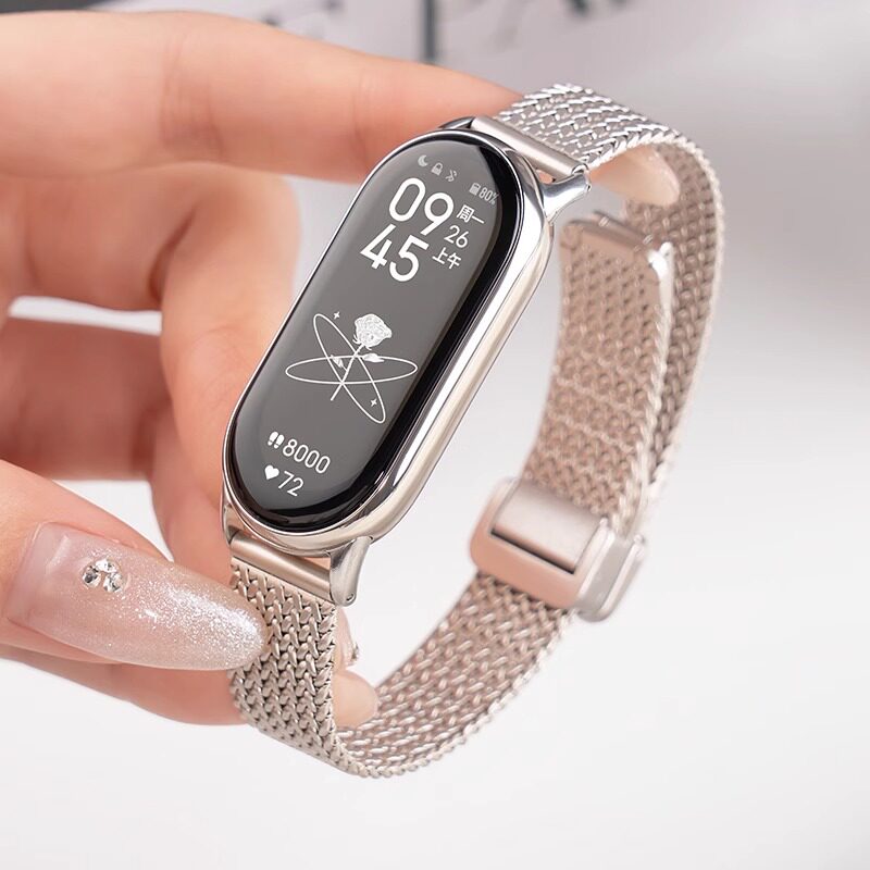 稻香爱心适用小米9的手环表带新款8NFC金属陶瓷版7折叠6磁吸5夏天4男女生3代智能band小米手环腕带高级不锈钢高清大图