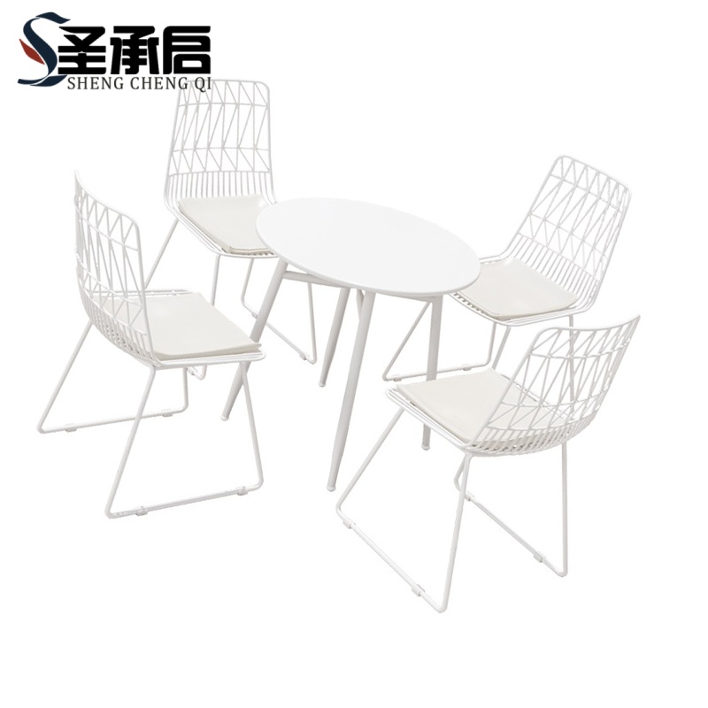 圣承启 桌椅组合 白色一桌四椅 套高清大图