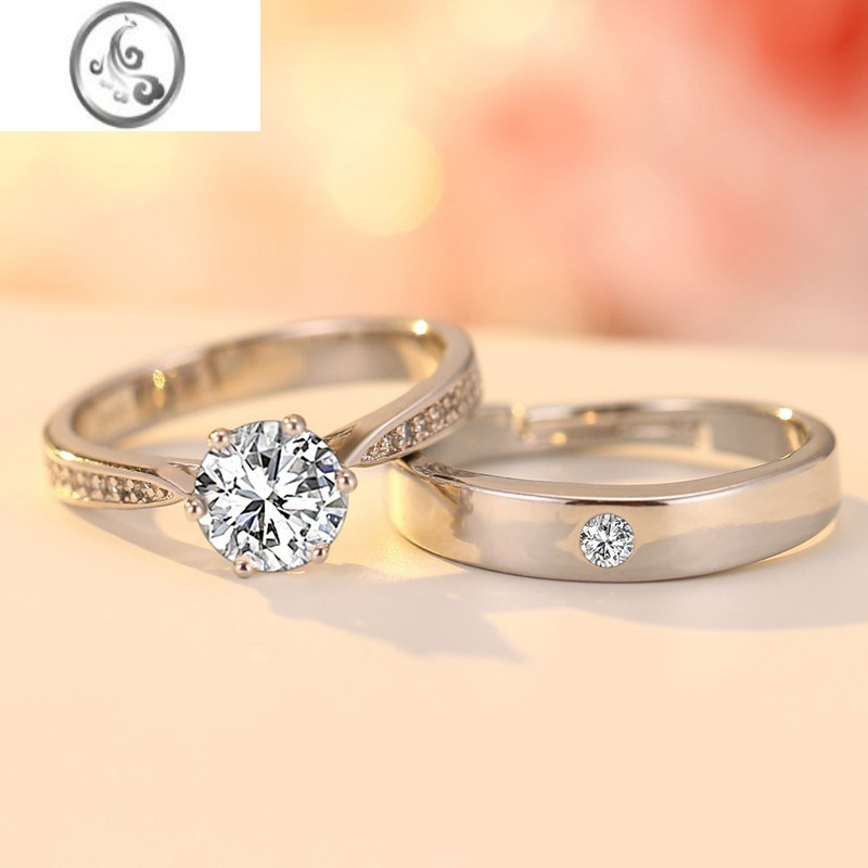 jimi仿真钻戒情侣结婚对戒活口可调节戒指婚礼仪式当天用一对假道具