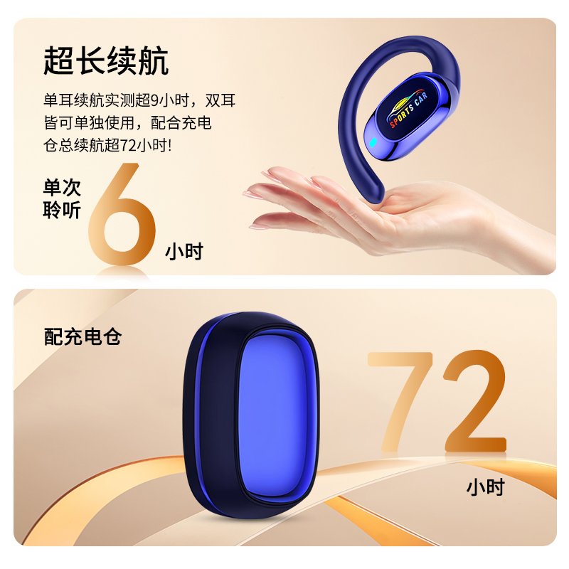 夏新(AMOI)2025新款挂耳式无线耳机蓝牙超长续航不入耳降噪运动游戏可通话高清大图