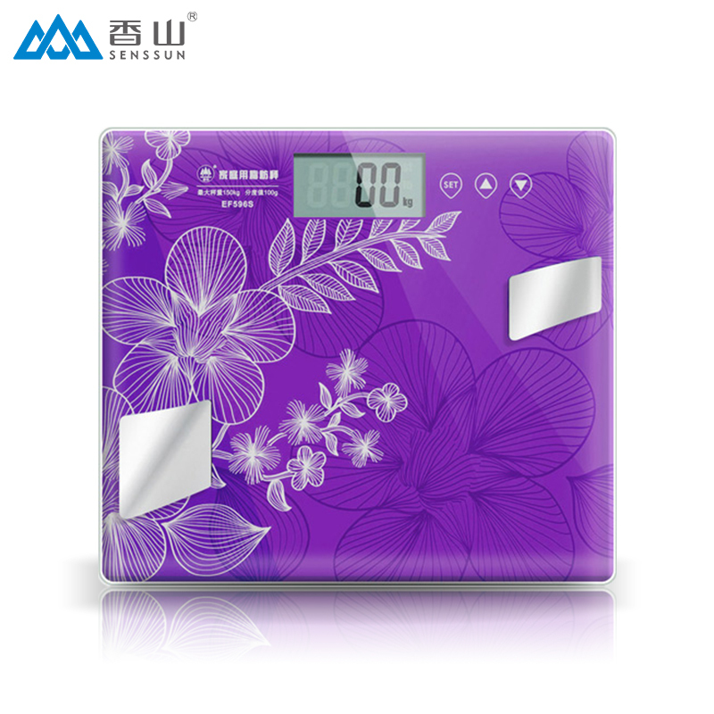 香山 (SENSSUN) 电子脂肪秤 EF596S 花色镜面 LCD显示屏 智能开关机 人体秤