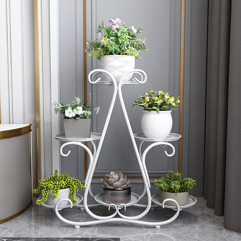 铁艺多层花架子室内客厅阳台落地式绿萝多肉置物架家用简约花盆架_422高清大图