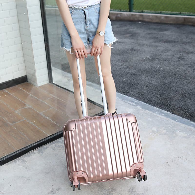 小型行李箱女18寸铝框登机箱迷你拉杆箱男旅行箱万向轮密码箱子图片