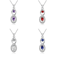 N098Women Silver Necklace 日韩时尚水晶坠项链女防过敏银饰品送女朋友七夕情人节礼物