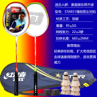 红双喜/DHS羽毛球拍2支装对拍家庭情侣装羽拍含拍套送6球2手胶