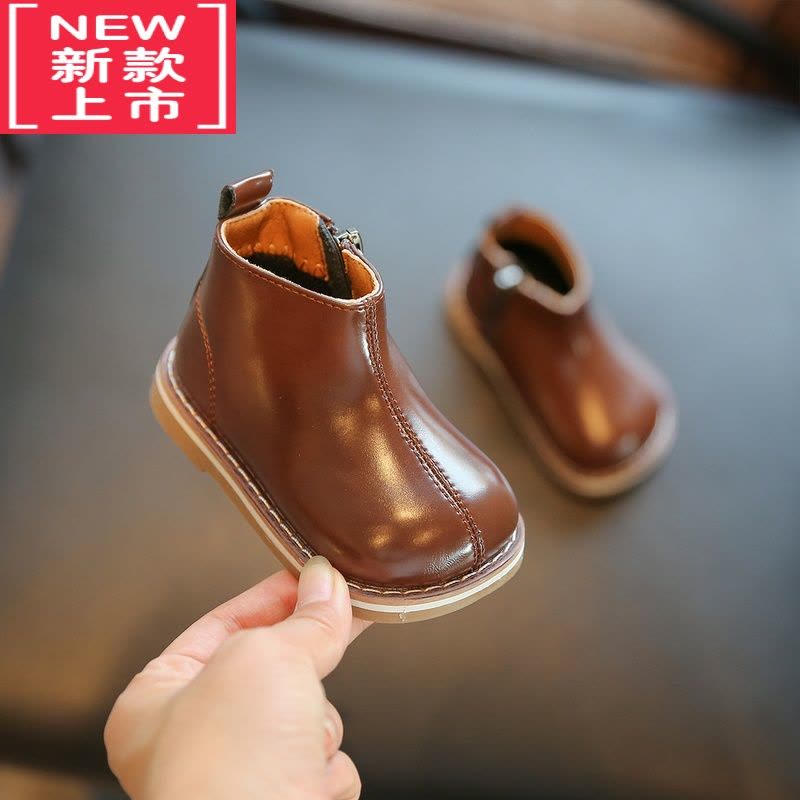 可莉允女宝宝鞋子秋冬季女童靴子加绒短靴马丁靴男童小童皮靴儿童鞋婴儿图片