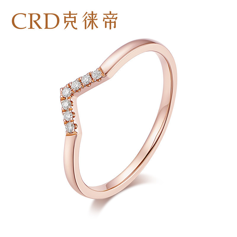 crd克徕帝排钻戒指钻戒18k金玫瑰金排戒群镶钻石戒指碎钻q0438r定价款