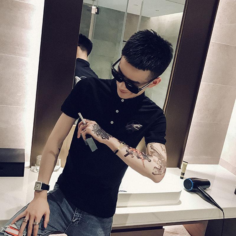 梵克公牛短袖男装潮牌翻领衣服精神小伙t恤夏季半截袖体恤衫帅气网红