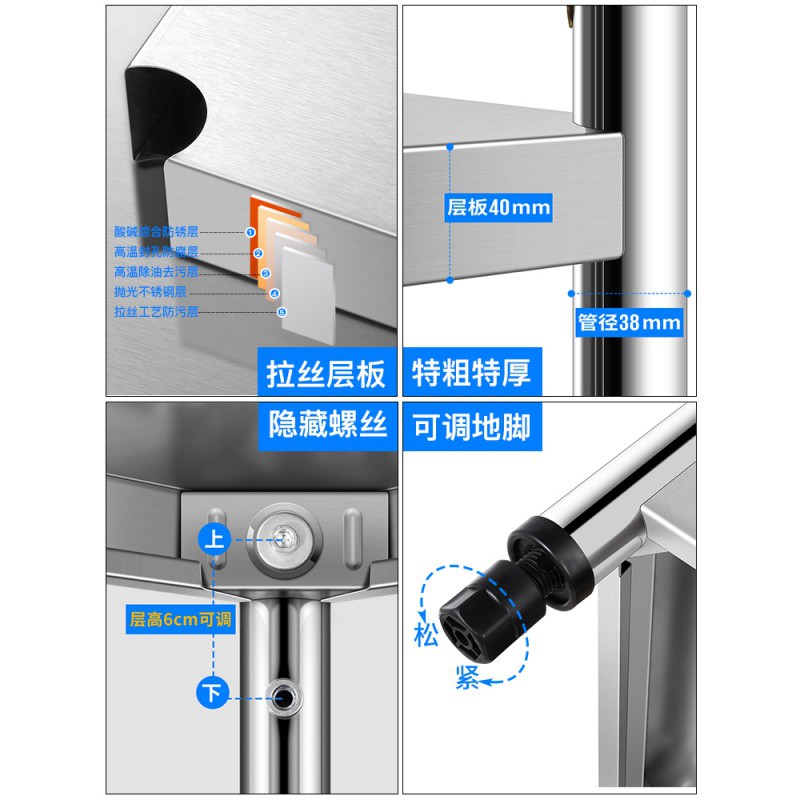 不锈钢厨房置物架落地多层微波炉烤箱柜收纳架储物架子家用收纳层架 三维工匠高清大图