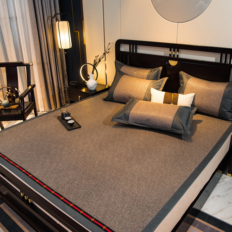 家柏饰(CORATED)冰藤席凉席三件套1.8m双人冰丝凉席可水洗可折叠1.5米夏天软席子