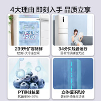 美的(Midea)三门家用小冰箱小型三开门风冷无霜变频一级能效节能省电轻音净味保鲜宿舍租房电冰箱MR-251WTPE