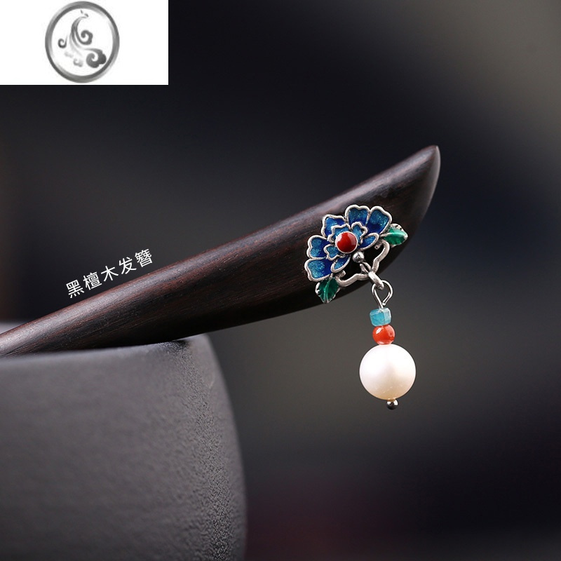 jimi复古中式发簪汉服盘发头饰简约发钗簪子旗袍发饰檀木钗子