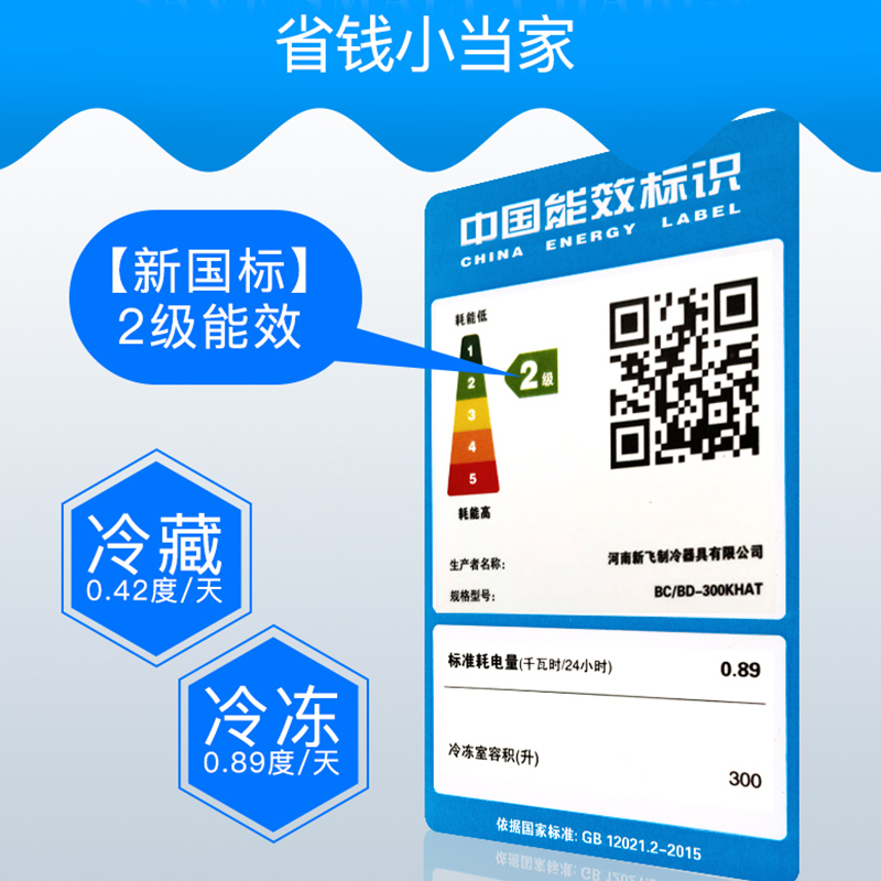 新飞(FRESTEC) 300升大容量冰柜冷柜家用商用冰箱冷冻节能冷藏卧式冷冻柜BC/BD-300KHAT