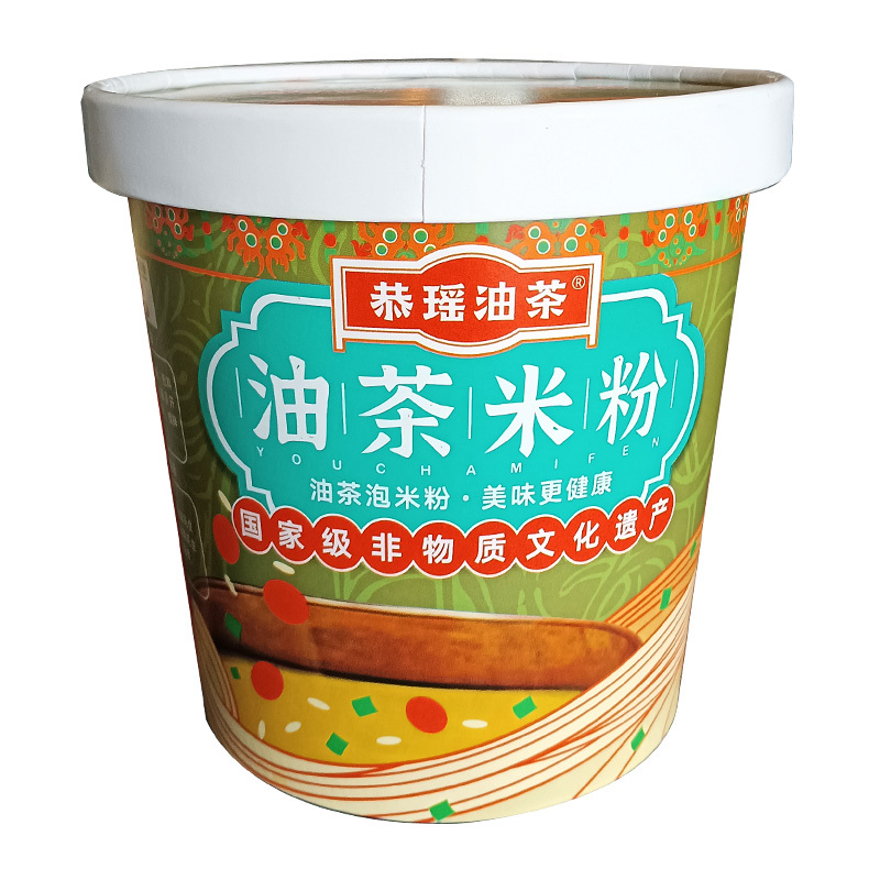 恭瑶油茶便携冲泡代餐油茶米粉 香辣味105g/桶*4